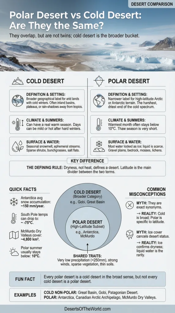 Polar Desert vs Cold Desert: differences and similarities between these icy arid environments explained