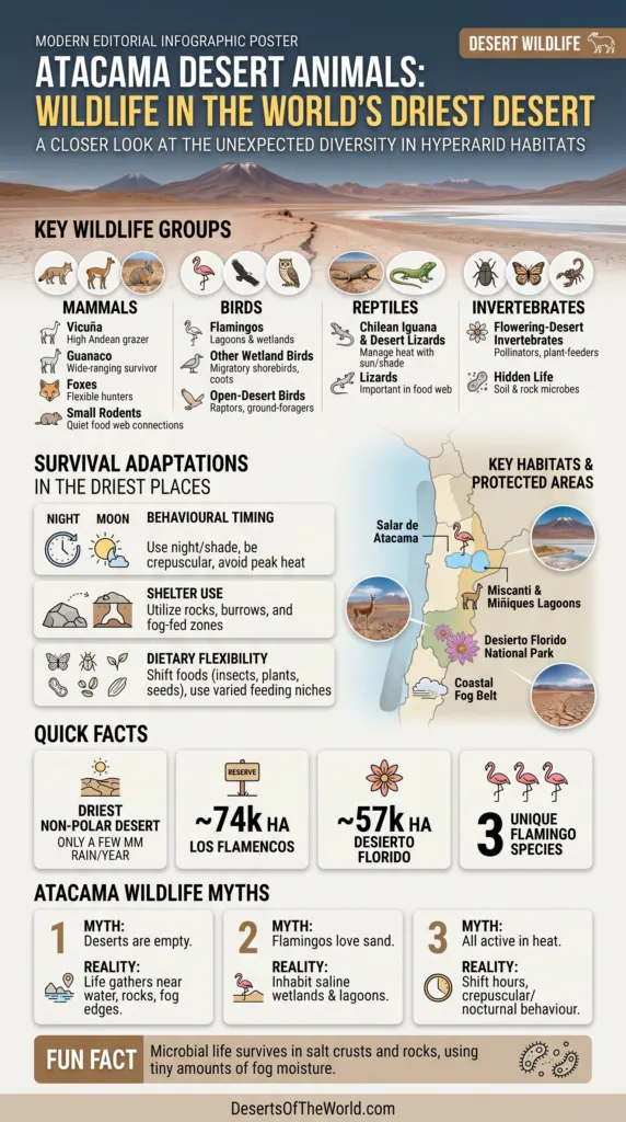 Atacama Desert animals, showcasing wildlife adaptations in one of the driest places on Earth.
