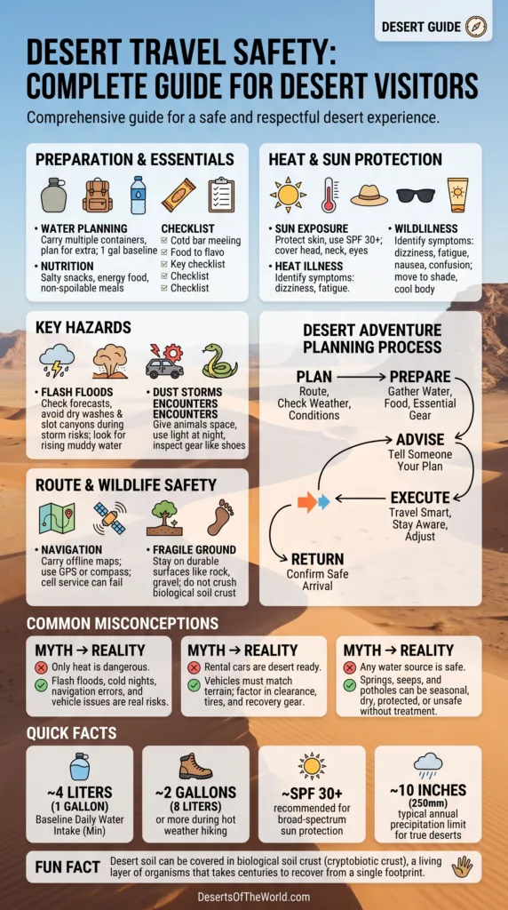 Desert travel safety guide provides essential tips for visitors to stay safe and prepared in desert environments.