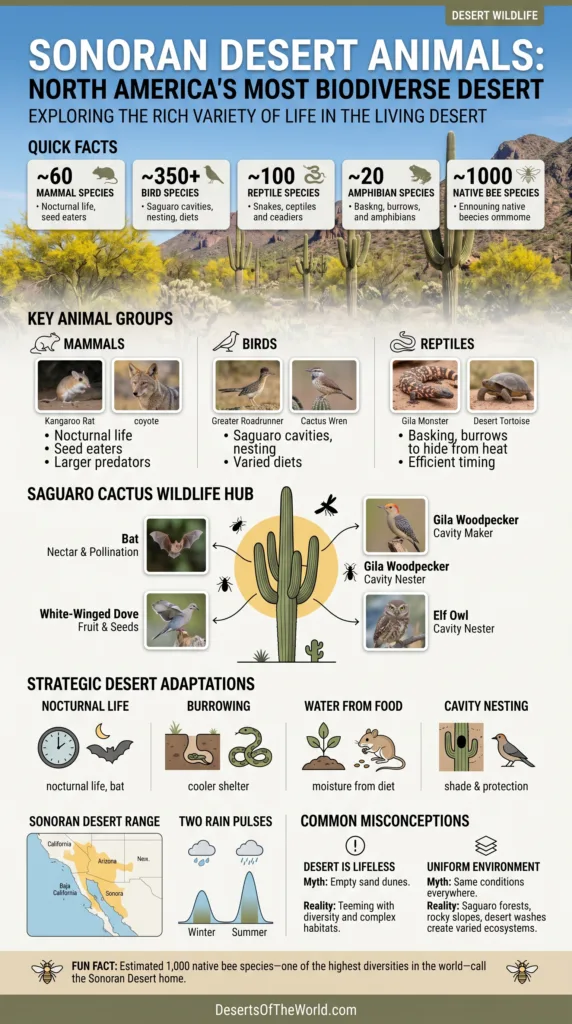 Sonoran Desert animals include iconic species like the saguaro cactus and diverse wildlife adapted to North America's most biodive…